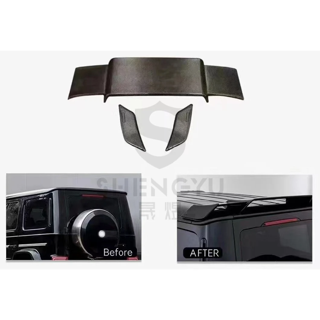 High Quality Car Accessories for Benz G Class W463 W464 Carbon Fiber 4-Piece Kit Include Small Hood Spoiler Roof Light and Spare Tire Cover Brabus Amg Style