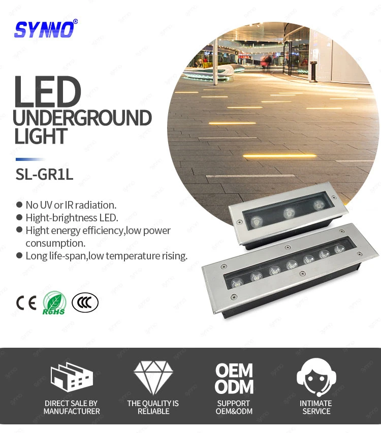 Stainless Steel IP65 Outdoor Ground Light Landscape Floor Recessed Deck Lamp Rectangle Step Light Liner Underground Light