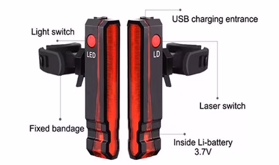 Bicycle Light LED Taillight Rear Safety Warning Cycling Light Portable USB Rechargeable Cycling Light Bike Accessories
